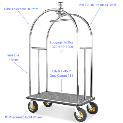 Hotel cart, sturdy housekeeping trolley for organizing linens, supplies, and cleaning essentials