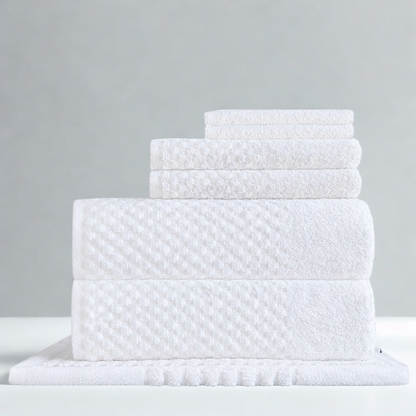 Hotel bath towel offering, cotton linens for guest bathrooms and bulk hospitality supply