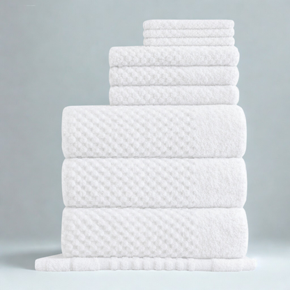 Guest bath cloth set, soft cotton towels for hotels, resorts, and accommodation use
