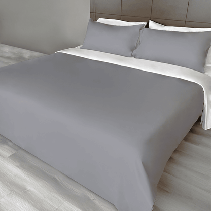 Polyester 3pc Solid Color Duvet Cover Set - Dark Grey