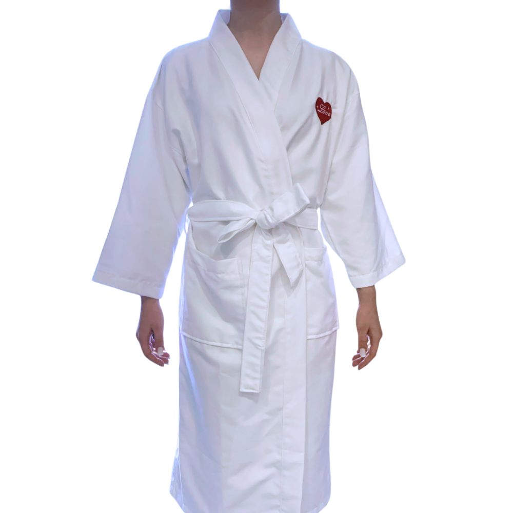 Luxurious Microfiber Kimono Bathrobe Embroidered Heart Canadian