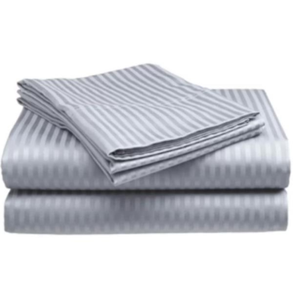 300 Thread Count Satin Striped Cotton-Polyester Flat Sheets