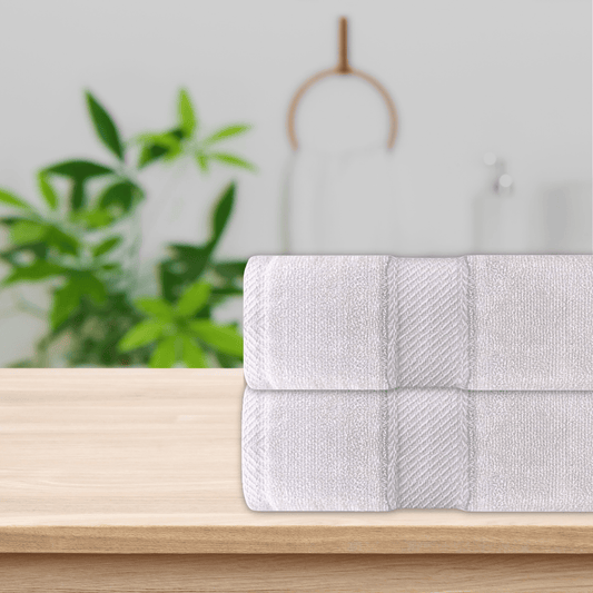 Wholesale white cotton towels with border design H1 Series - Premium Bath Towels