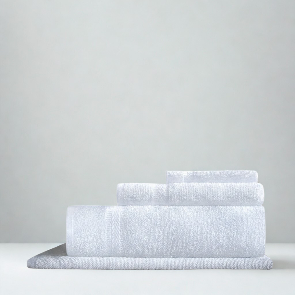 Cotton bath textile combo, durable towels for hotels, lodges, and guest bathroom supply