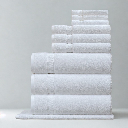 Bath linen collection set, absorbent cotton towels for hotels, spas, and guest rooms