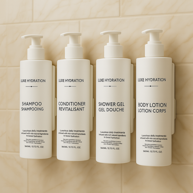 360ml Lemon Verbena combo, wall mounted holder for hotels and resorts, with light hydration and refreshing citrus scent.