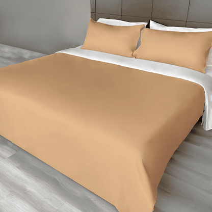 Polyester 3pc Solid Color Duvet Cover Set - Light Brown