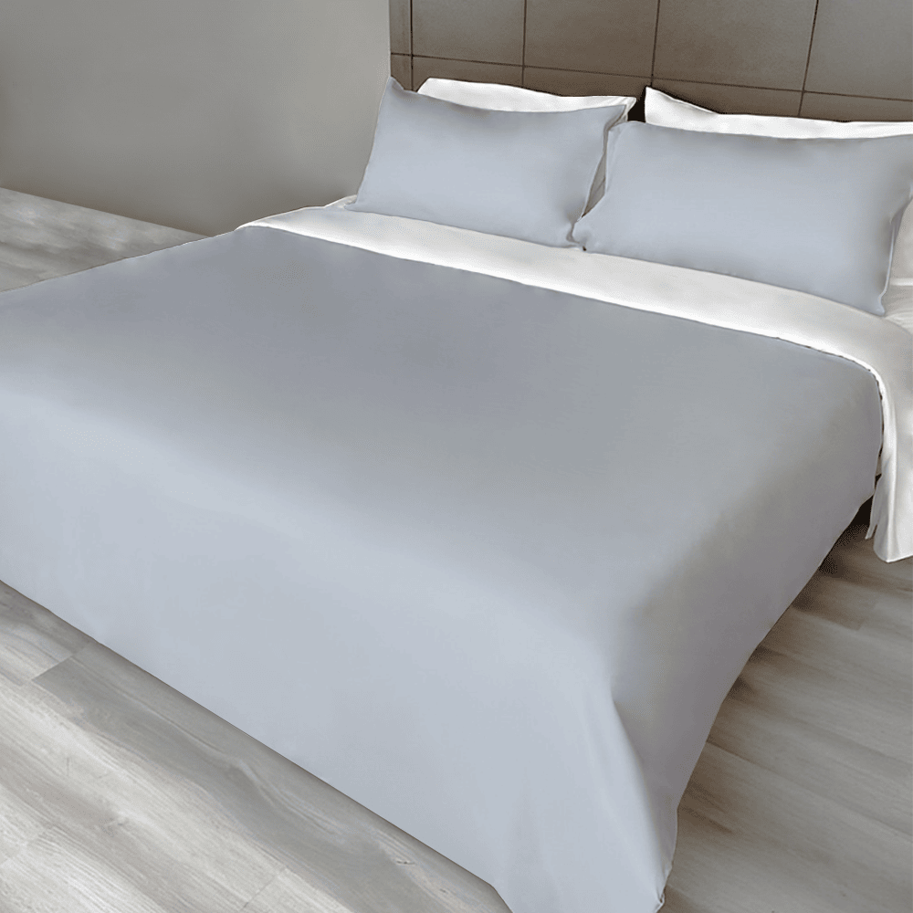 Polyester 3pc Solid Color Duvet Cover Set - Light Grey