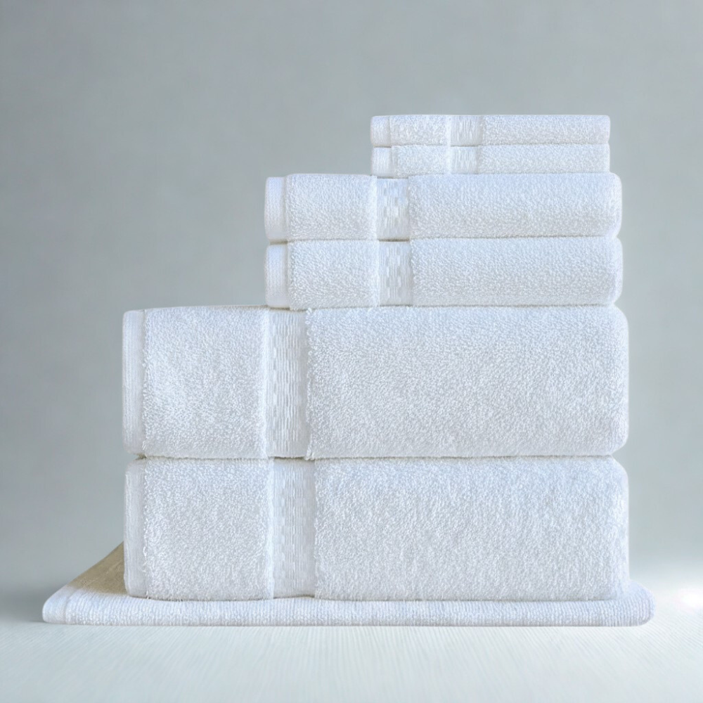 Cotton bath essentials set, absorbent linens for hotel bathrooms and commercial use