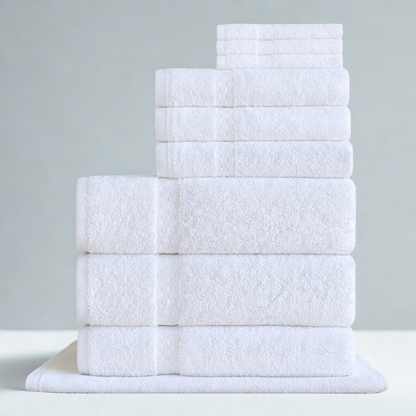 Premium bath towel grouping, soft cotton linens for hotels, spas, and guest comfort