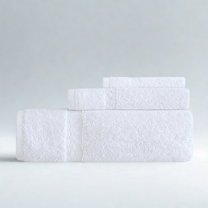Bathroom textile assortment, durable cotton towels for hospitality and guest environments