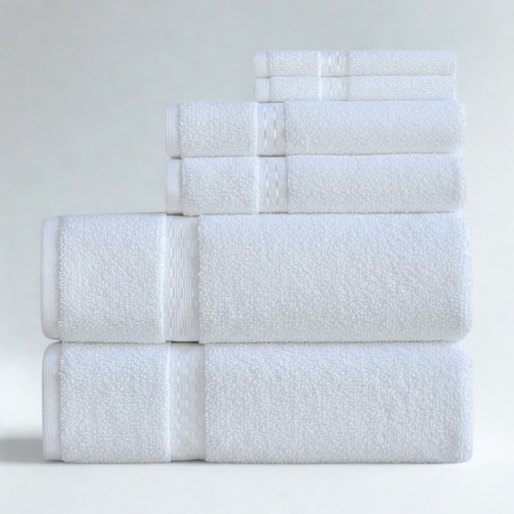 Hospitality textile bundle, bath and face towels for hotels, lodges, and guest rooms
