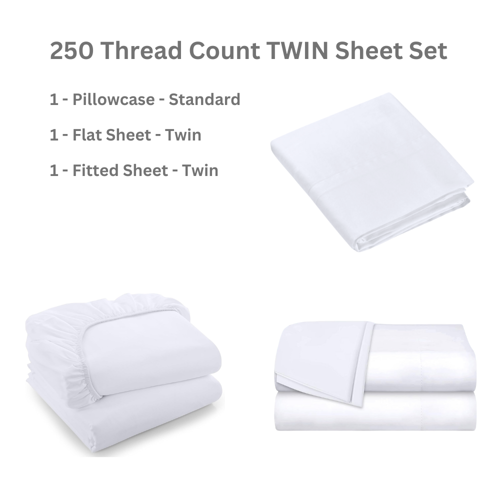 Premium 250 Thread Count Sheet Sets (Multiple Sizes)