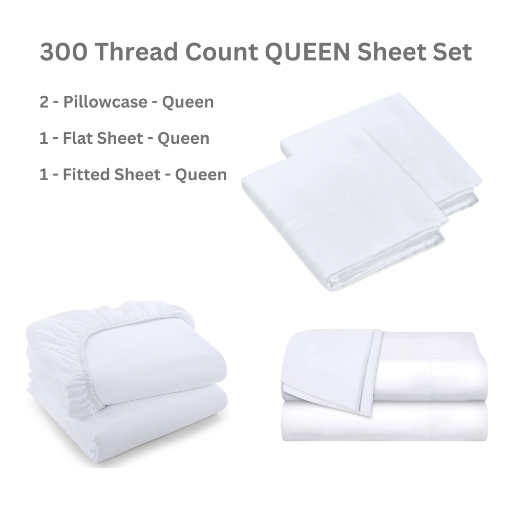 Premium 300 Thread Count Sheet Sets (Multiple Sizes)