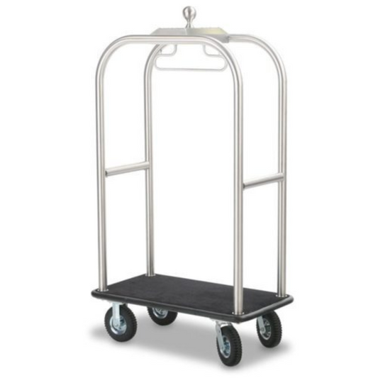 Luxury Curved Hotel Bellman Cart Modern Anti-Finger Print - Sliver