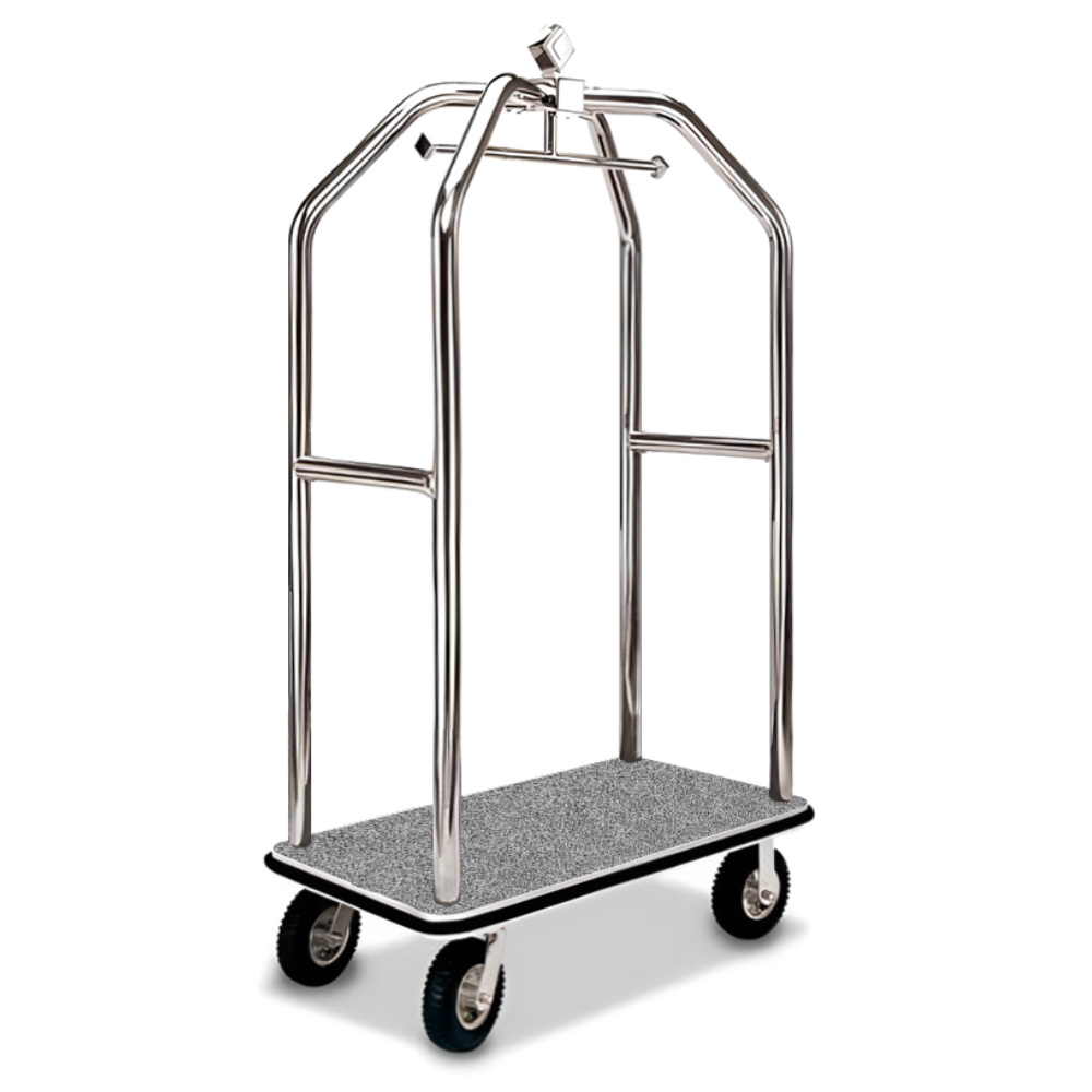 Luxury Angled Hotel Bellman Cart Modern Anti-Finger Print - Sliver