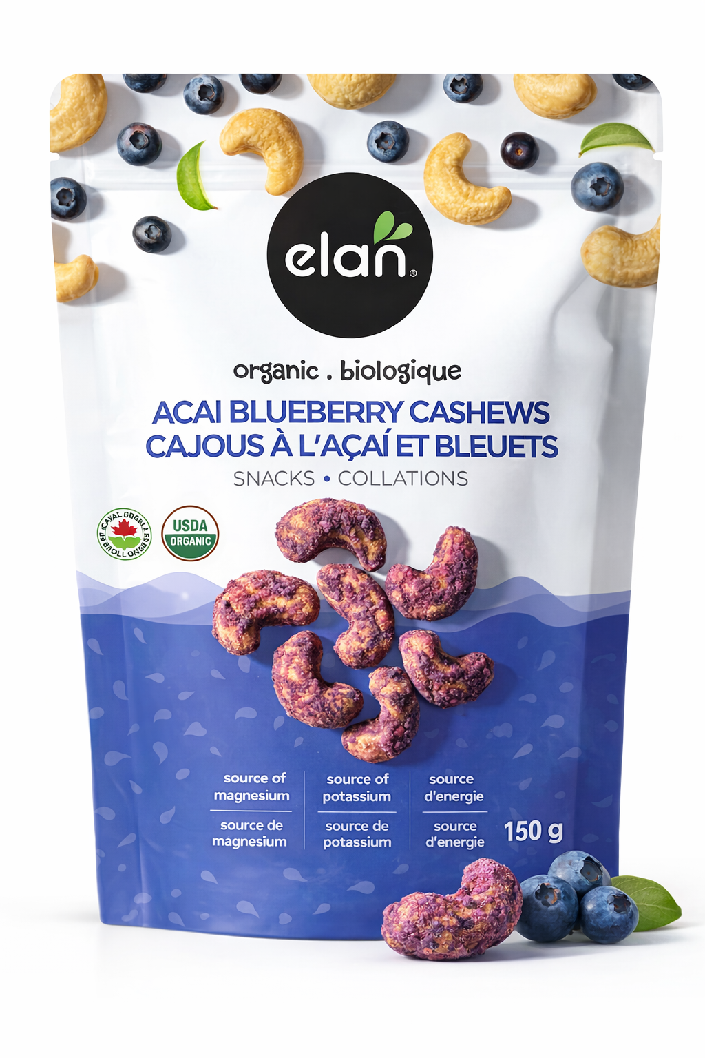 Acai blueberry cashew snack bulk wholesale, healthy nut mix for hotels, minibars, and hospitality use