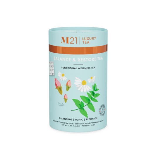 Balance and Restore tea in bulk packaging. Ideal for spas, retreats, and premium wellness programs.

