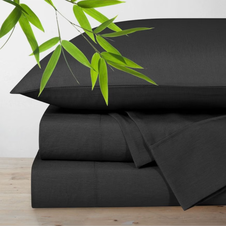 Polyester Bamboo Blend Sheet Set 4 Piece - Black