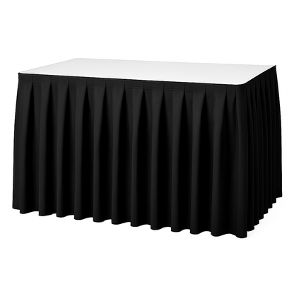 Box pleated table skirt bulk, durable polyester table skirt for catering, hotels, and event use