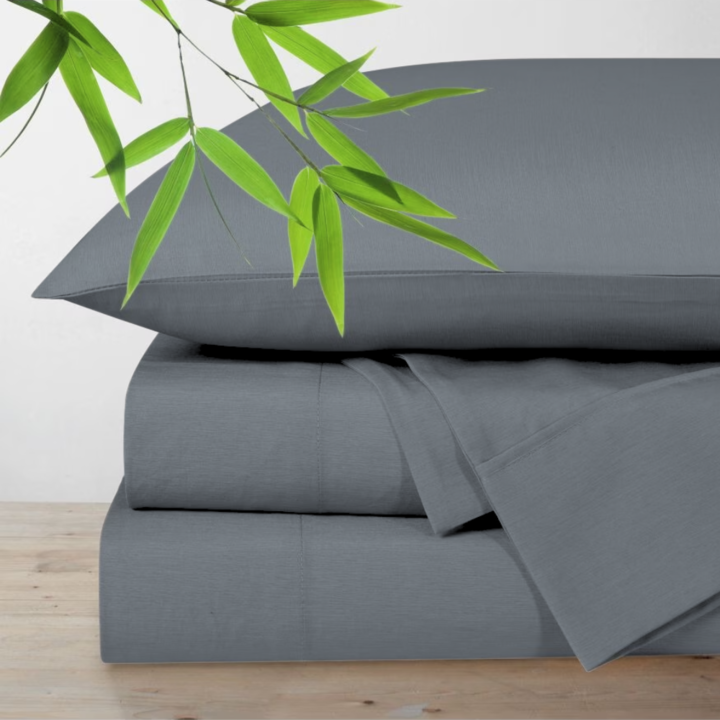 Polyester Bamboo Blend Sheet Set 4 Piece - Charcoal Grey