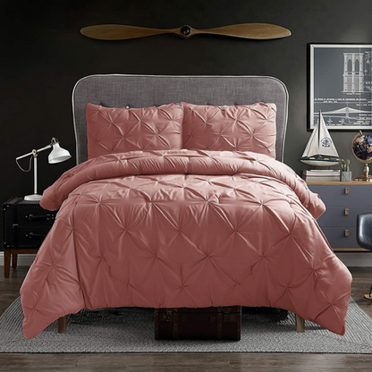 Pintuck Comforter Set 3 Pieces - Coral