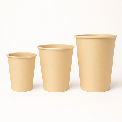 Wrapped disposable cups for hygienic beverage service at offices, retail stores, or personal use