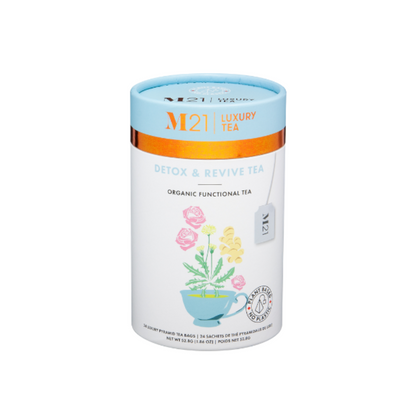 Detox & Revive wellness tea in wholesale bulk tins for fitness retreats, wellness spas, and clean living hospitality brands