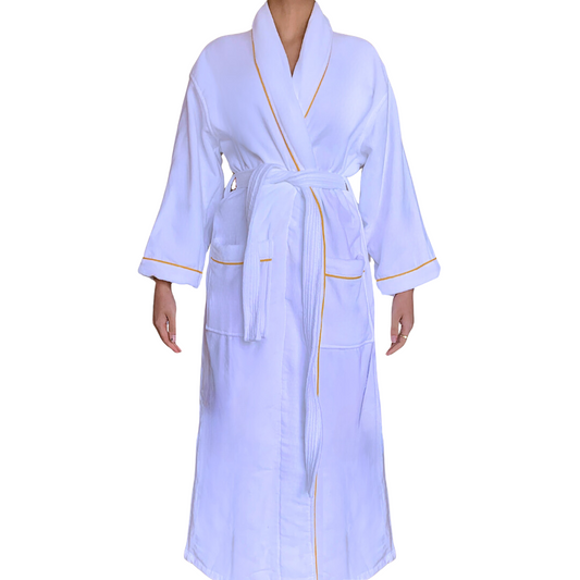 Shawl Bathrobe - Gold Piping