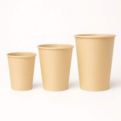 Wrapped disposable cups for hygienic beverage service at offices, retail stores, or personal use