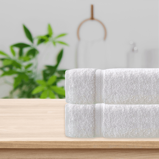 100% white cotton dobby border towels  for hotels, Airbnb, and resorts. Wholesale supply available 