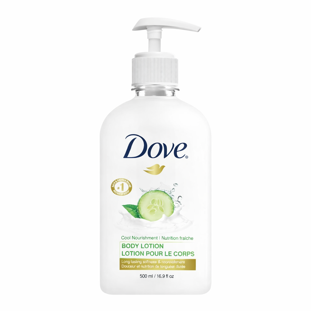 Dove Pro Cucumber body lotion, hydrating and refreshing, ideal for hotel guest bathrooms and spa amenity kits.