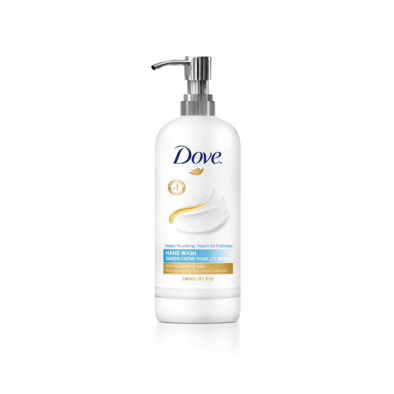 240 mL Dove Daily Moisture body wash, gentle cleansing available in bulk for resorts, inns, and hotels.