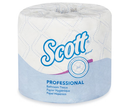 A packaged roll of Scott Professional bathroom tissue.