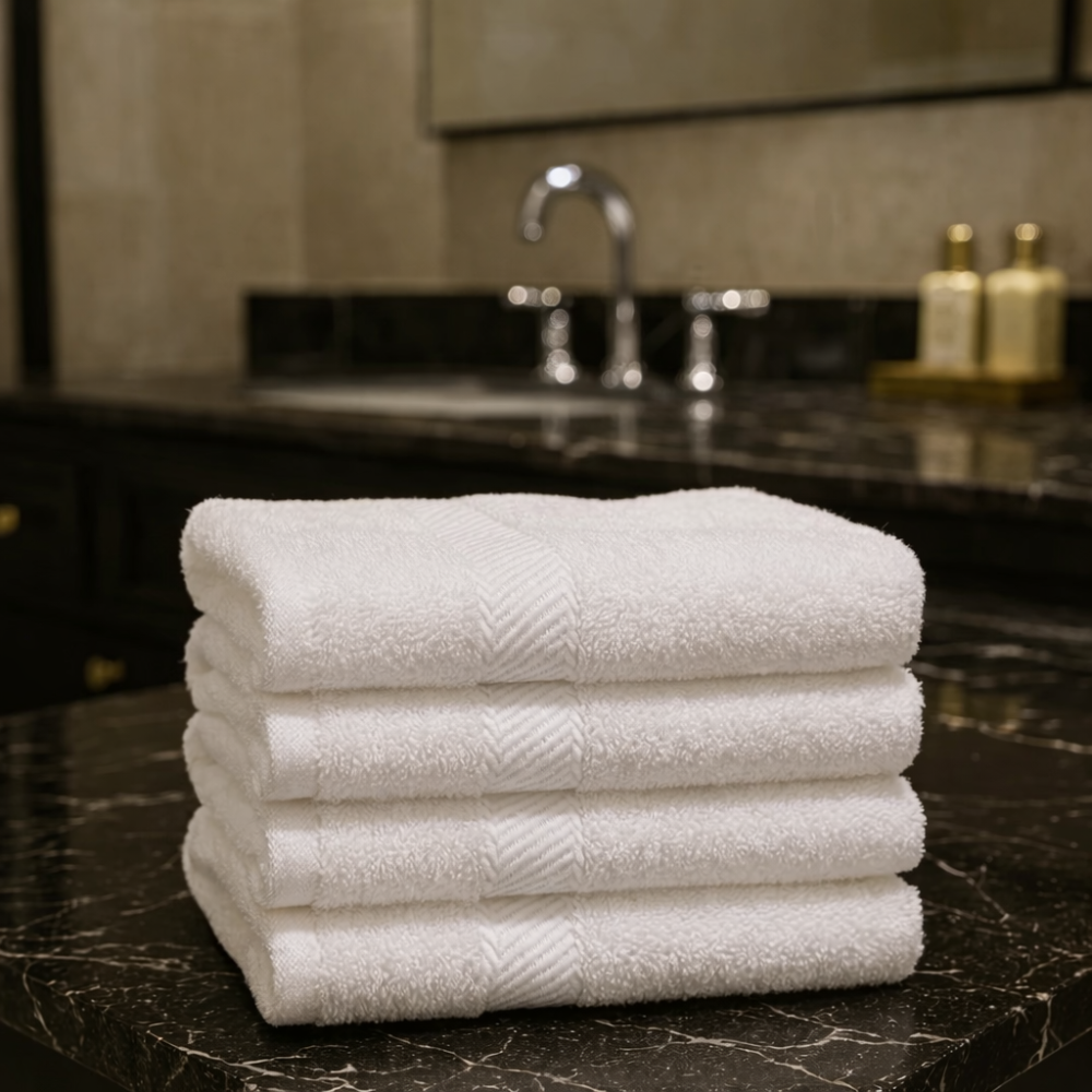 Hotel bathroom hand towel bulk, soft cotton towel for guest use and hospitality supply