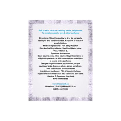 Hand Sanitizer Wipes, 75% Ethyl Alcohol Wipes with Aloe Vera & Vitamin E - Back View