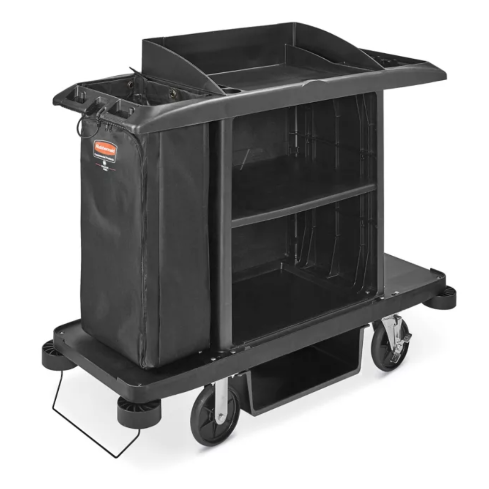 Heavy duty housekeeping cart for hotels, Airbnb, and resorts, ideal for cleaning and room service 