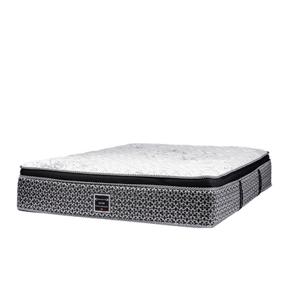 Mattress featuring a unique pebble-patterned base and plush white top, crafted for premium hospitality, available at Canadian Hotel Supplies.