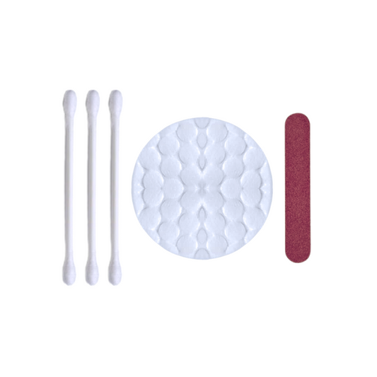 Disposable hotel vanity kits for guest use, includes cotton pads, cotton swabs, and nail care, available for wholesale purchase