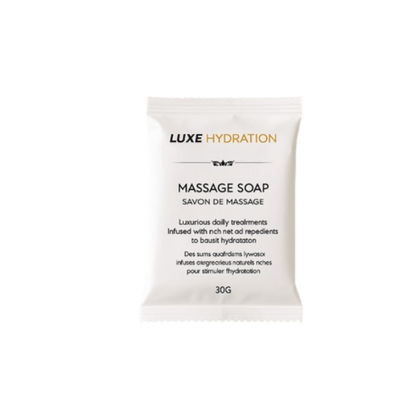 Compact guest soap bar available in 13g, 25g, or 30g massage style, ideal for hotel, Airbnb, and spa amenity kits