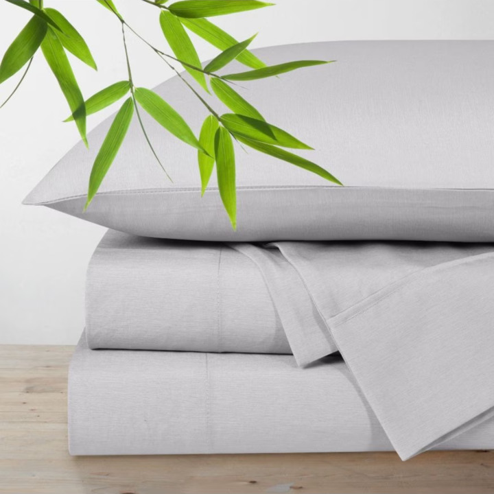 Polyester Bamboo Blend Sheet Set 4 Piece - Light Grey