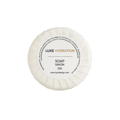 Premium Luxe Hydration soap bar with elegant scent and essential oils, available in 13g, 25g, or 30g massage bar formats