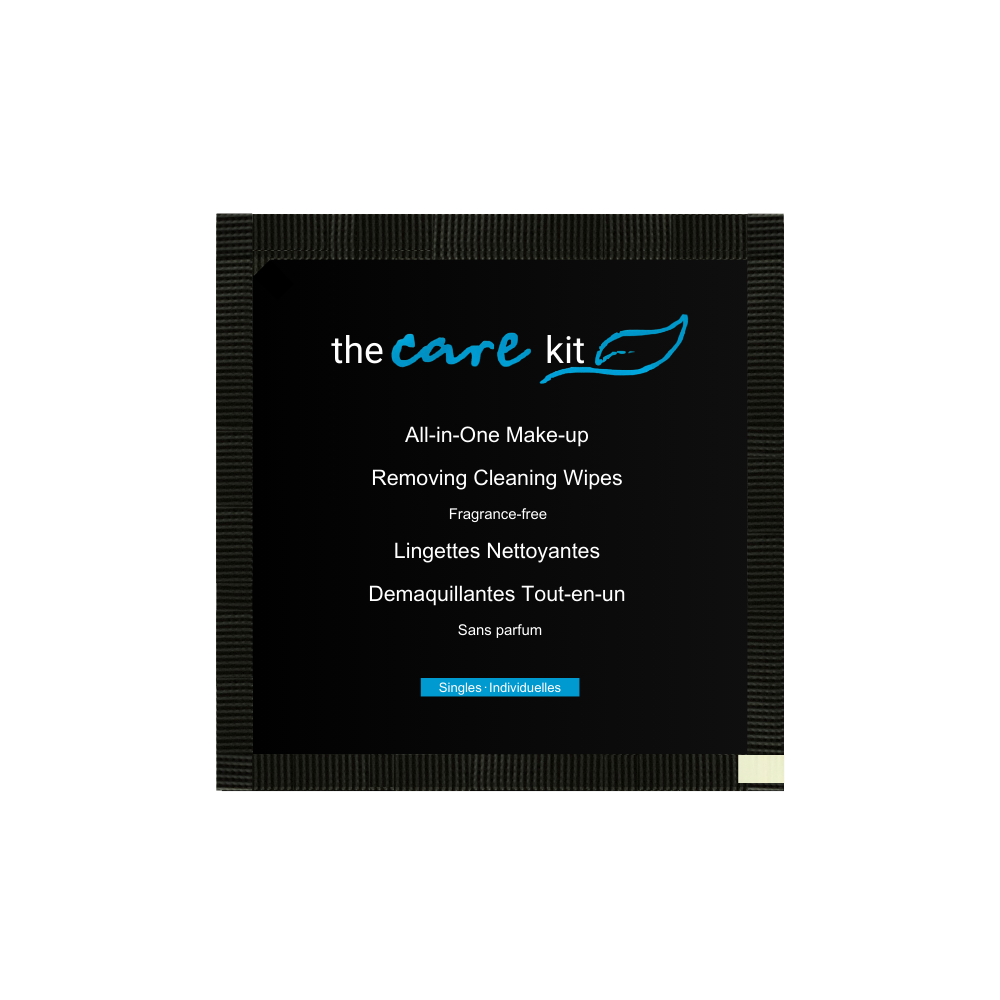Makeup removing wipes, fragrance-free and individually wrapped, ideal for hotels, spas, travel, or personal care use