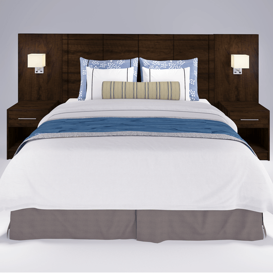 Bed frame with LED headboard lights, wholesale bulk, ideal for hotels, Airbnb, and guest accommodations