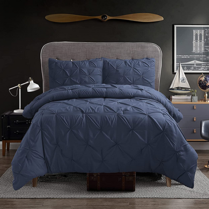 Pintuck Comforter Set 3 Pieces - Navy