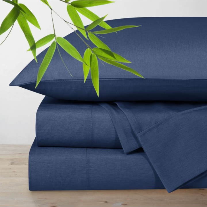 Polyester Bamboo Blend Sheet Set 4 Piece- Navy