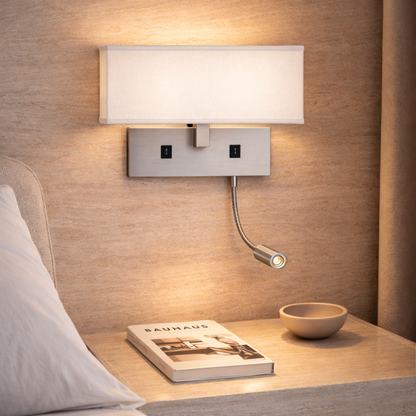 Modern Bedside Wall Lamp with Integrated Reading Light