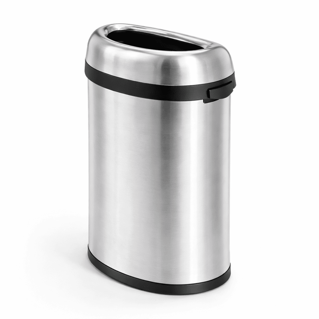 Stainless Steel Trash Can w/ Wide Open Top - Premium Trash Cans & Wastebaskets.