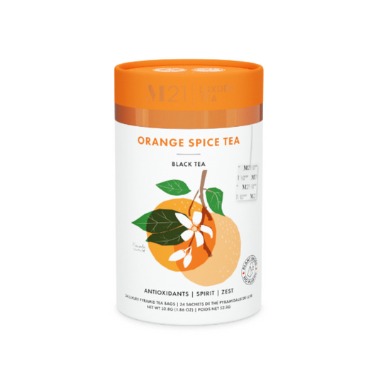 Bulk orange spice herbal tea with clove and citrus. Ideal for seasonal menus, gift baskets, and hotel beverage service.