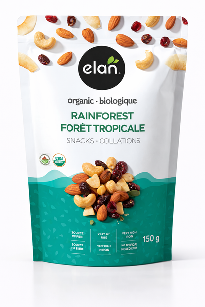 Elan Rainforest mix bulk snack, nut and dried fruit blend for hotels, minibars, and hospitality use